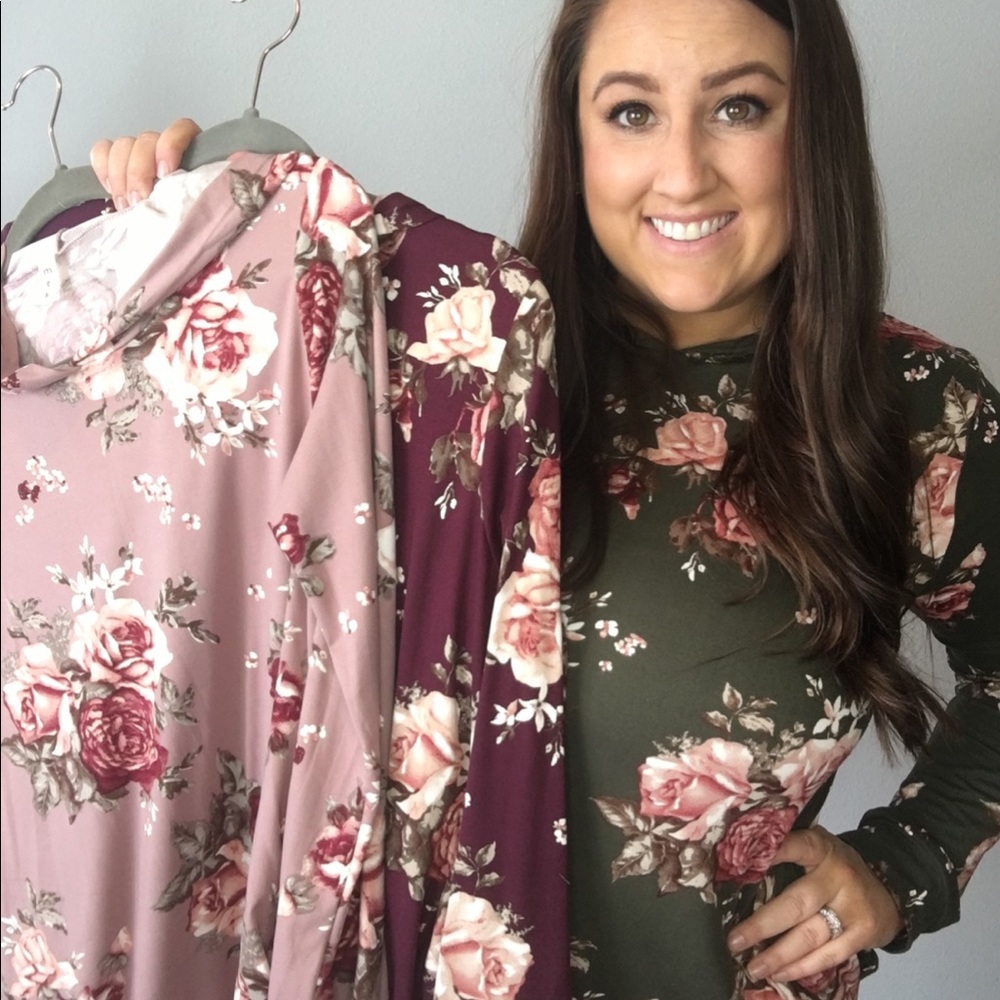 Mauve Floral Hoodie
